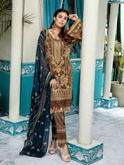 Emaan Adeel Luxury Embroidered Chiffon Unstitched 3 Piece Suit EA-1006 - FaisalFabrics.pk