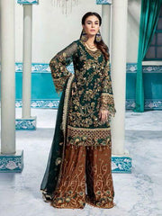 Emaan Adeel Luxury Embroidered Chiffon Unstitched 3 Piece Suit EA-1008 - FaisalFabrics.pk
