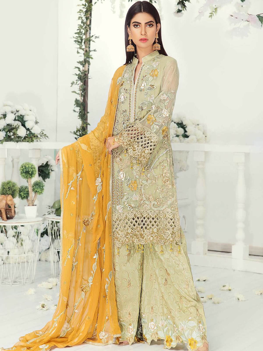 Emaan Adeel Chiffon Collection Vol-9 Unstitched 3 Piece Suit EA-903 - FaisalFabrics.pk