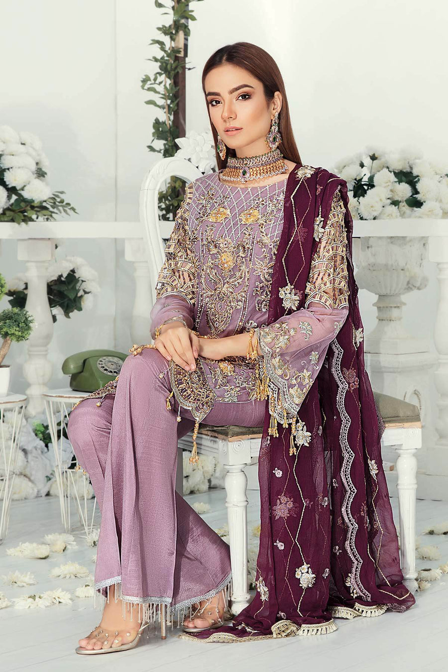 Emaan Adeel Chiffon Collection Vol-9 Unstitched 3 Piece Suit EA-904 - FaisalFabrics.pk