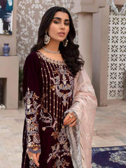 Emaan Adeel Makhmal Premium Velvet Unstitched 3PC Suit MK-05 - FaisalFabrics.pk