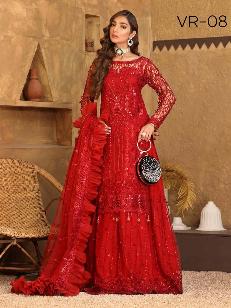 Emaan Adeel Virsa Luxury Chiffon 3 Piece Embroidered Suit VR-08 - FaisalFabrics.pk