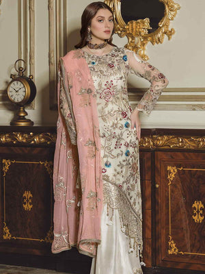 Emaan Adeel Luxury Embroidered Chiffon Unstitched 3 Piece Suit EA-810 - FaisalFabrics.pk