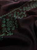 Jet Black Chikankari Embroidered Border Shawl Cotton Lawn Fabric ELS-05 - FaisalFabrics.pk