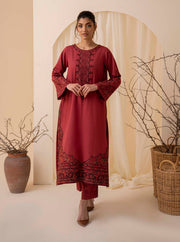 Nuriyaa Winter Pret Embroidered Khaddar 2 Piece Suit - Afghan Kameez