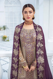 Ramsha Embroidered Luxury Chiffon Unstitched 3 Piece Suit F-2101 - FaisalFabrics.pk