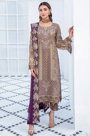Ramsha Embroidered Luxury Chiffon Unstitched 3 Piece Suit F-2101 - FaisalFabrics.pk