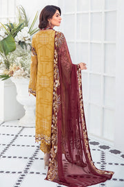 Ramsha Embroidered Luxury Chiffon Unstitched 3 Piece Suit F-2105 - FaisalFabrics.pk