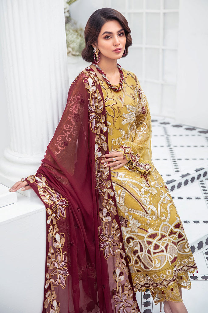 Ramsha Embroidered Luxury Chiffon Unstitched 3 Piece Suit F-2105