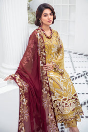 Ramsha Embroidered Luxury Chiffon Unstitched 3 Piece Suit F-2105 - FaisalFabrics.pk