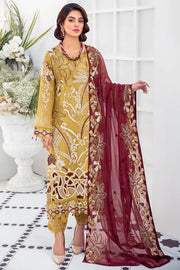 Ramsha Embroidered Luxury Chiffon Unstitched 3 Piece Suit F-2105 - FaisalFabrics.pk