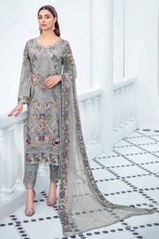 Ramsha Embroidered Luxury Chiffon Unstitched 3 Piece Suit F-2106 - FaisalFabrics.pk