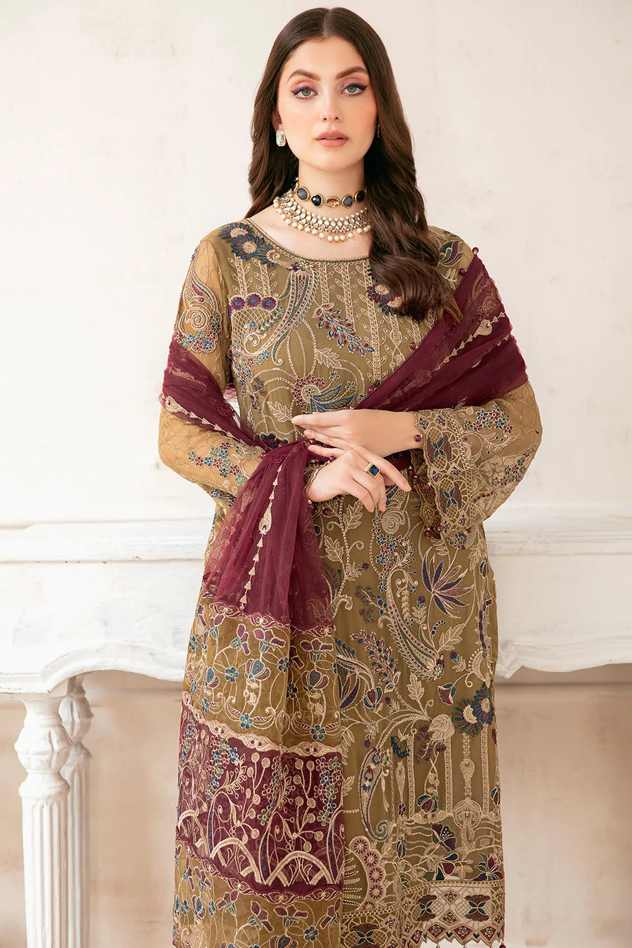 Ramsha Luxury Chiffon Vol-22 Unstitched 3Pc Suit F-2203