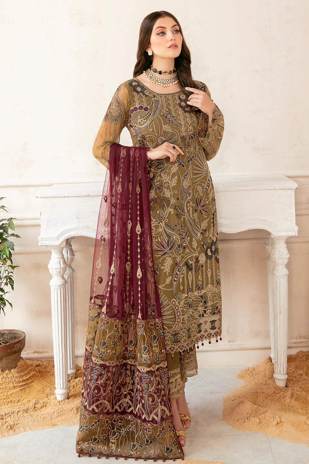 Ramsha Luxury Chiffon Vol-22 Unstitched 3Pc Suit F-2203