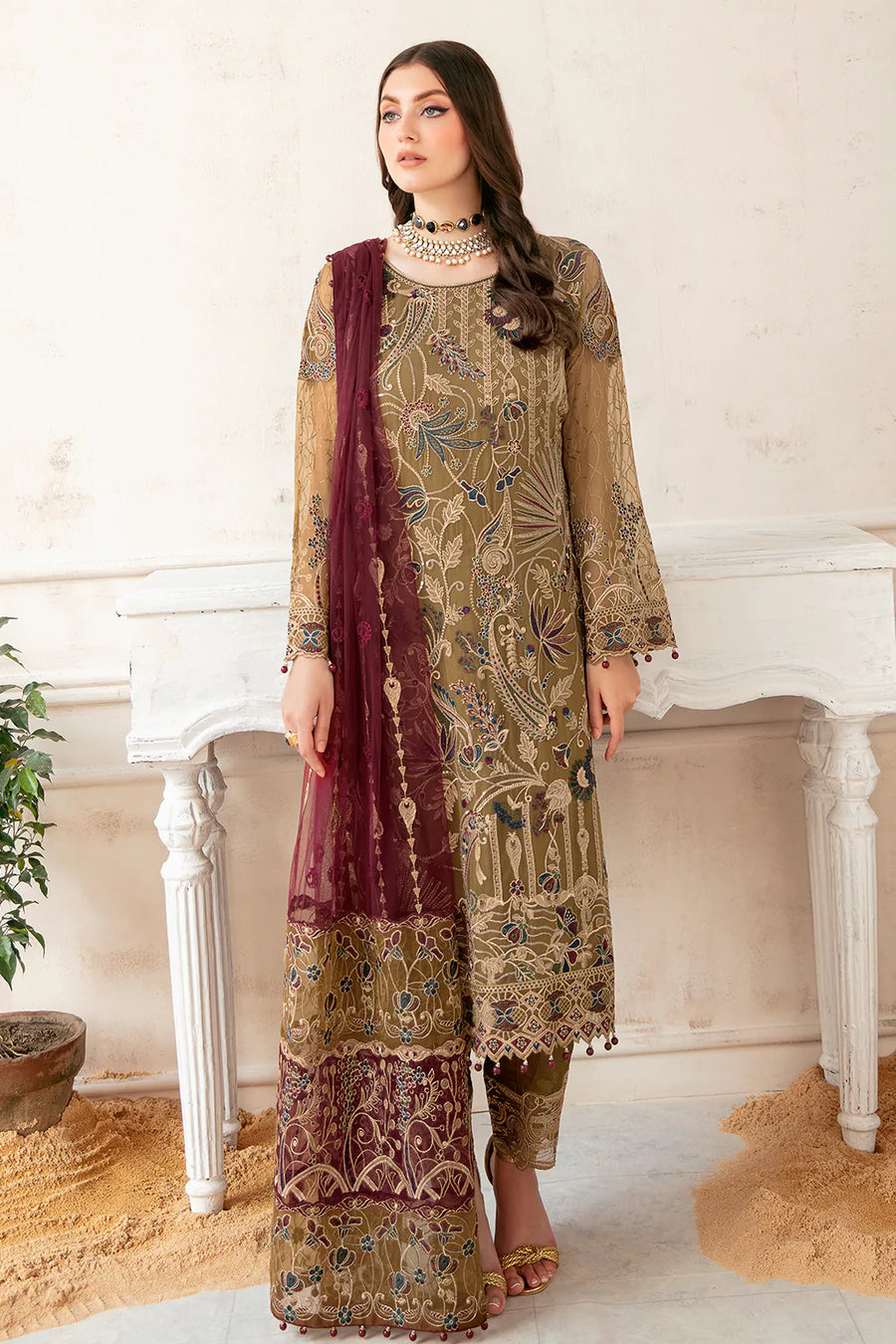 Ramsha Luxury Chiffon Vol-22 Unstitched 3Pc Suit F-2203