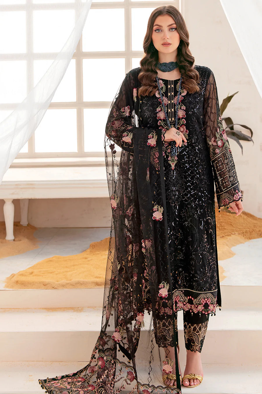 Ramsha Luxury Chiffon Vol-22 Unstitched 3Pc Suit F-2204