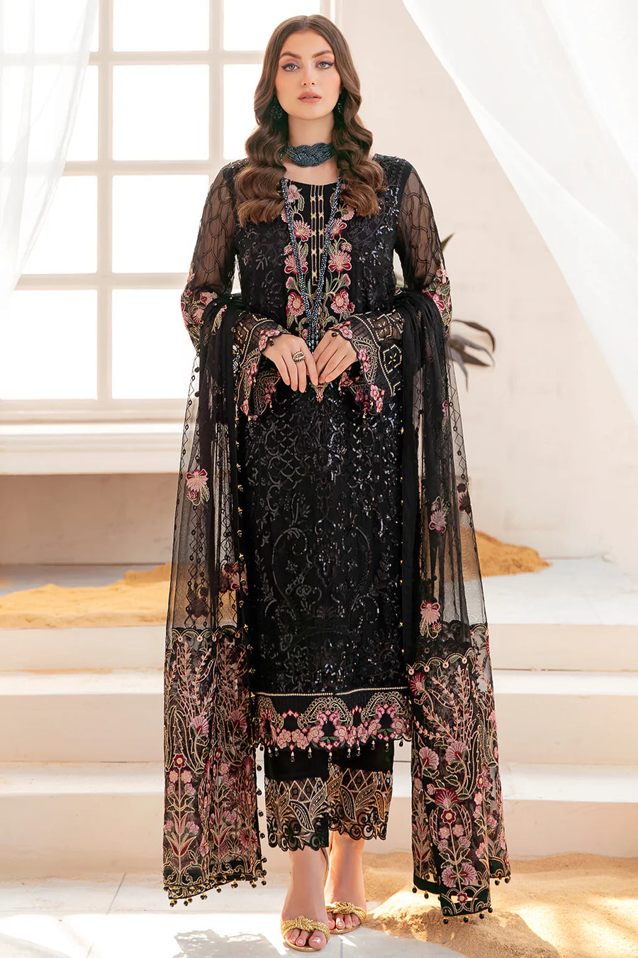 Ramsha Luxury Chiffon Vol-22 Unstitched 3Pc Suit F-2204