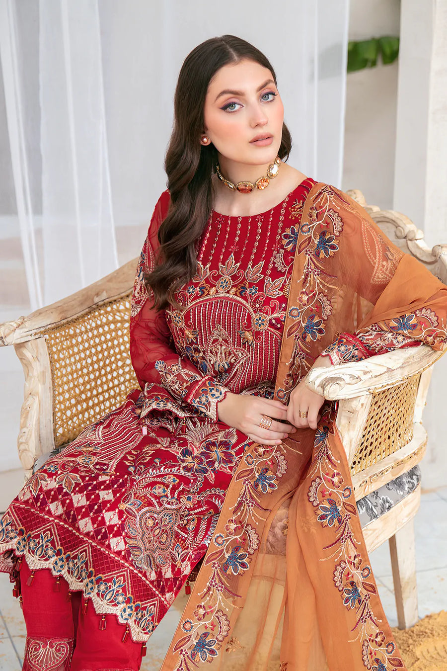 Ramsha Luxury Chiffon Vol-22 Unstitched 3Pc Suit F-2208