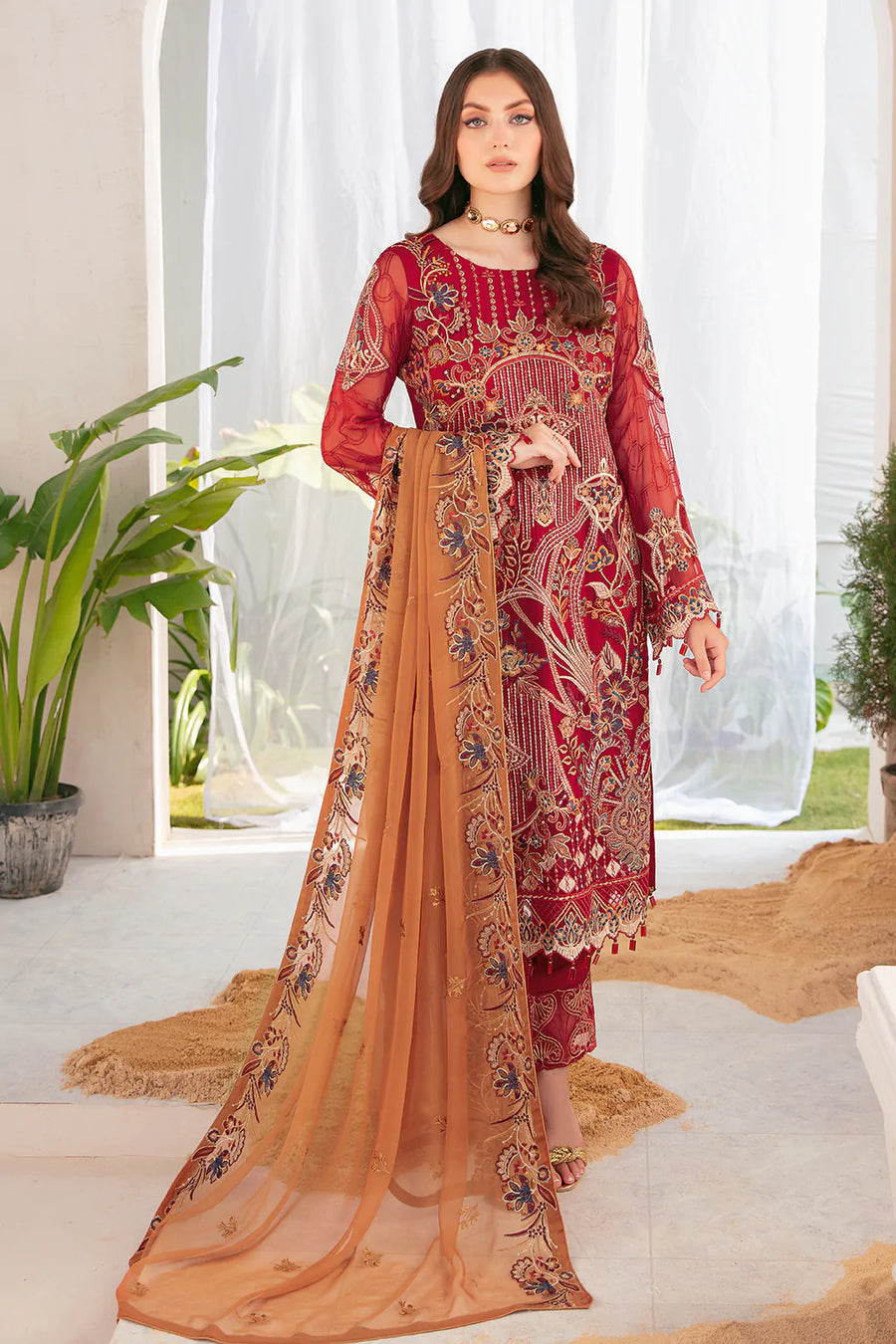 Ramsha Luxury Chiffon Vol-22 Unstitched 3Pc Suit F-2208