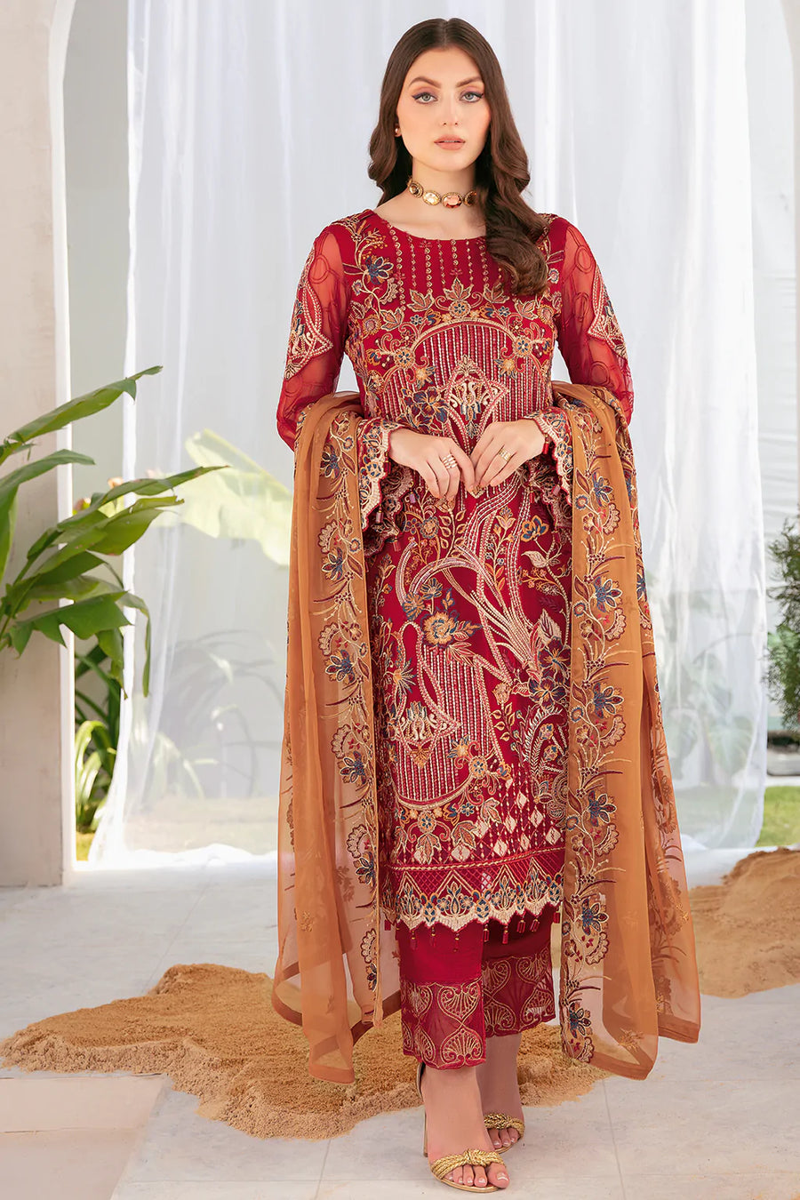 Ramsha Luxury Chiffon Vol-22 Unstitched 3Pc Suit F-2208