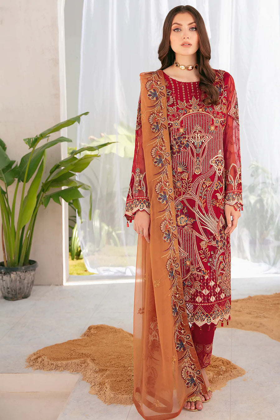 Ramsha Luxury Chiffon Vol-22 Unstitched 3Pc Suit F-2208