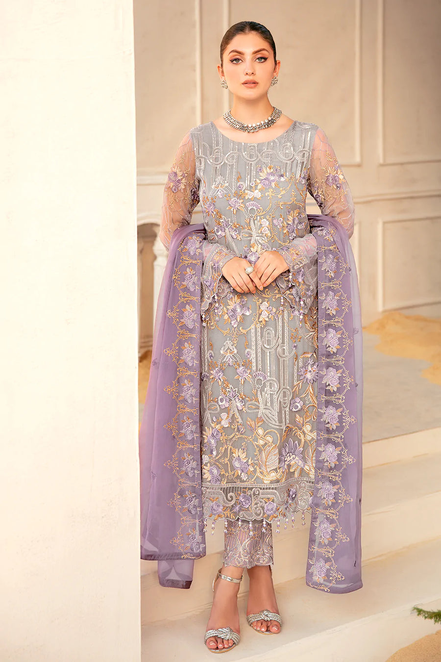 Ramsha Luxury Chiffon Vol-22 Unstitched 3Pc Suit F-2210