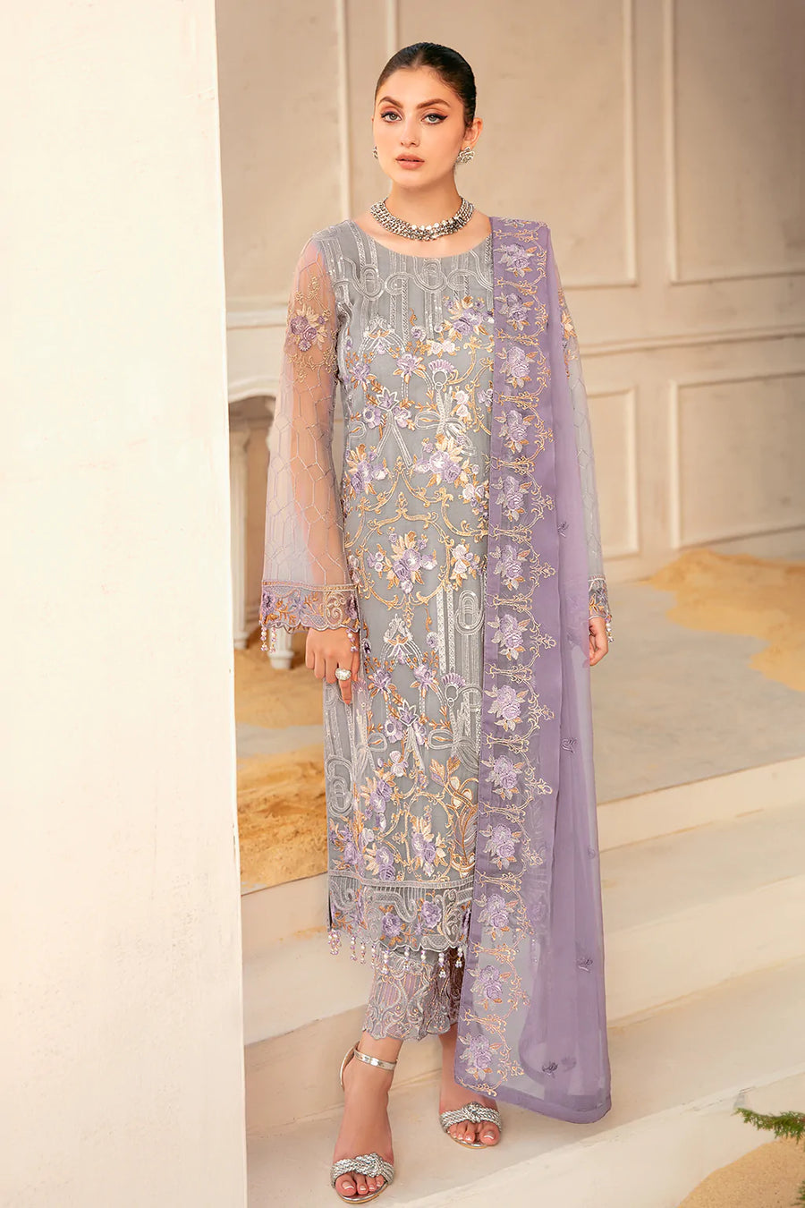 Ramsha Luxury Chiffon Vol-22 Unstitched 3Pc Suit F-2210