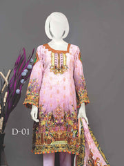 Faryal by Raaya Vol-02 Unstitched Printed Barosha Lawn 3Pc Suit D-01 - FaisalFabrics.pk