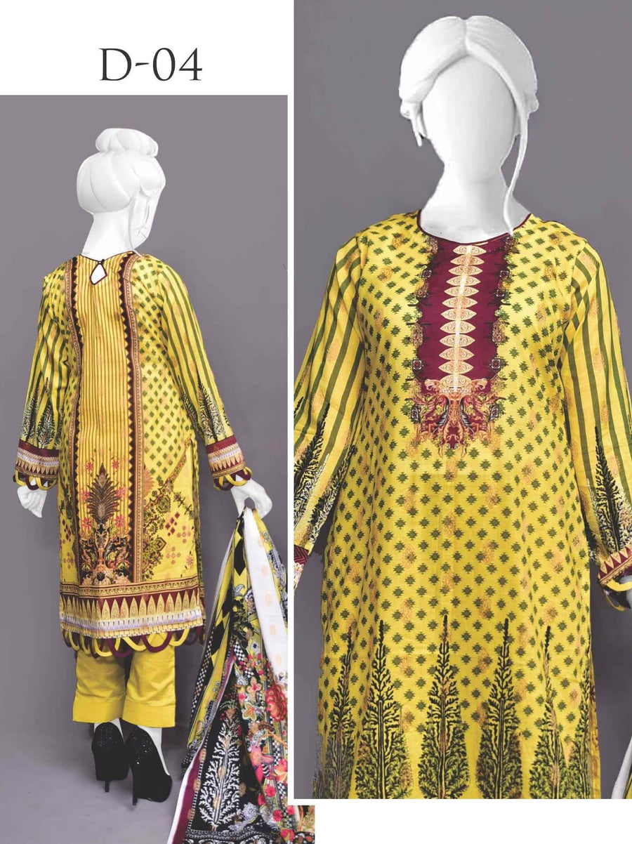 Faryal by Raaya Vol-02 Unstitched Printed Barosha Lawn 3Pc Suit D-04 - FaisalFabrics.pk