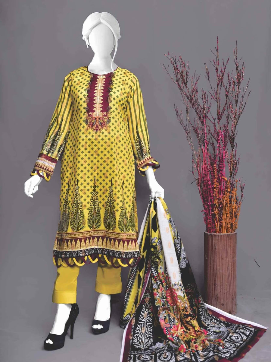 Faryal by Raaya Vol-02 Unstitched Printed Barosha Lawn 3Pc Suit D-04 - FaisalFabrics.pk