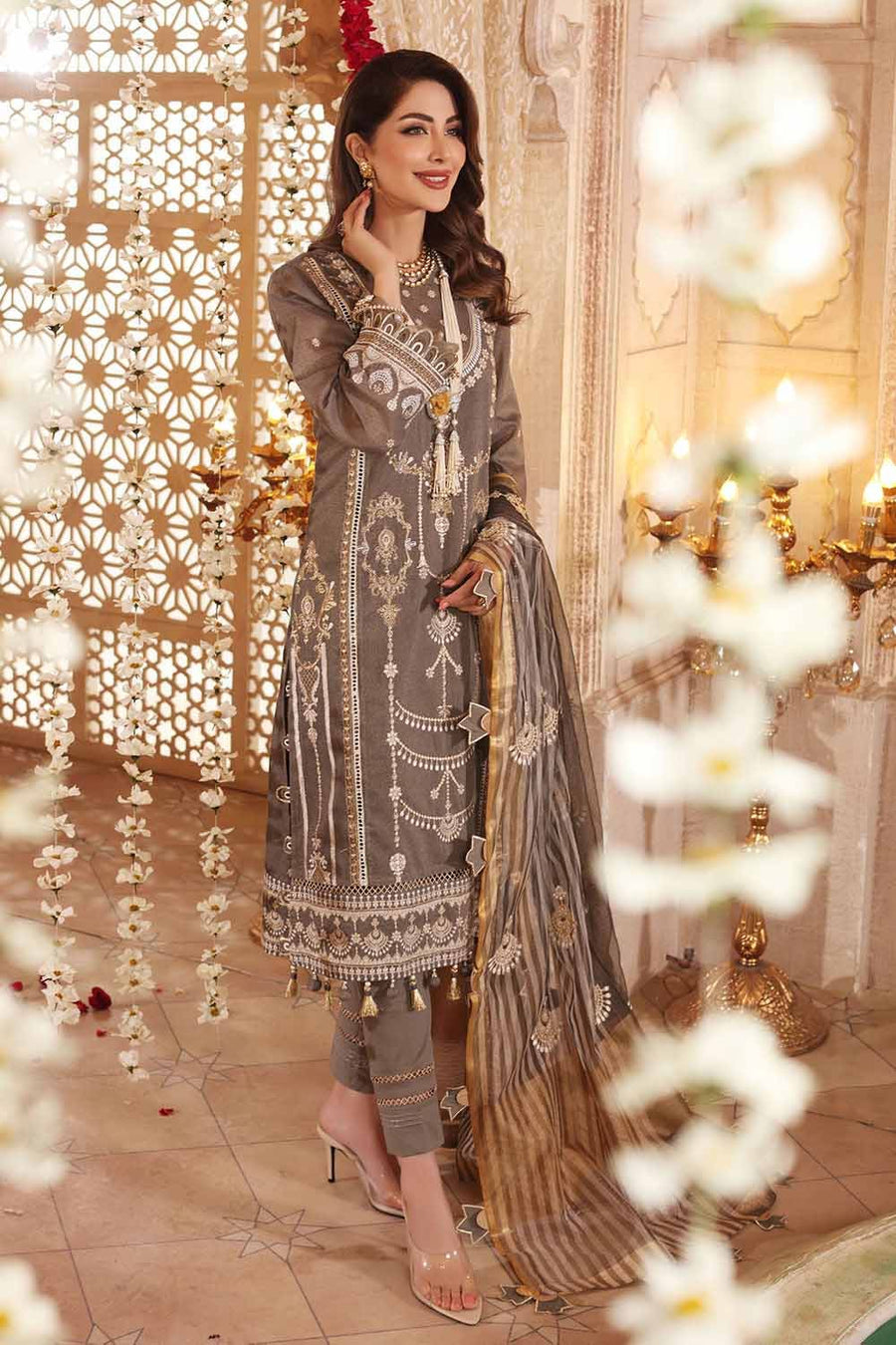 Gul Ahmed Festive Eid Embroidered Mesuri Unstitched 3Pc Suit FE-12001