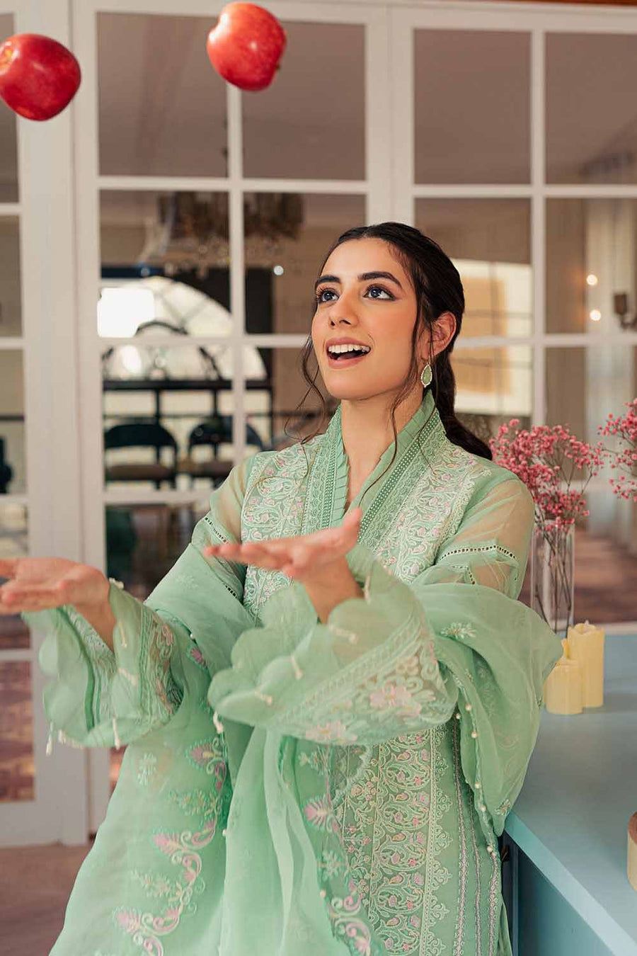 Gul Ahmed Festive Eid Embroidered Organza Unstitched 3Pc Suit FE-32014
