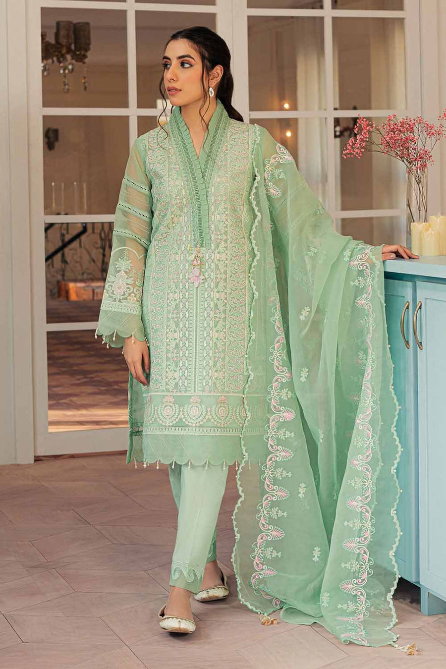Gul Ahmed Festive Eid Embroidered Organza Unstitched 3Pc Suit FE-32014