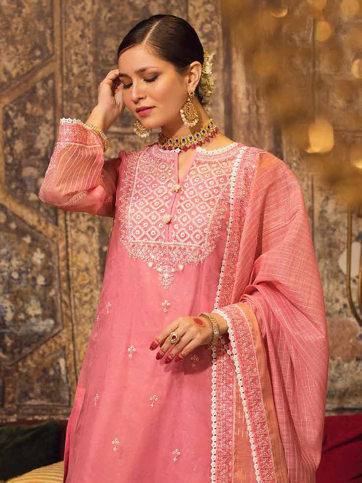 Gul Ahmed Festive Eid Embroidered Organza Unstitched 3Pc Suit FE-32046