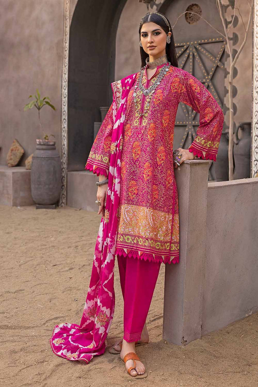 Gul Ahmed Festive Eid Embroidered Lawn Unstitched 3Pc Suit FE-32058