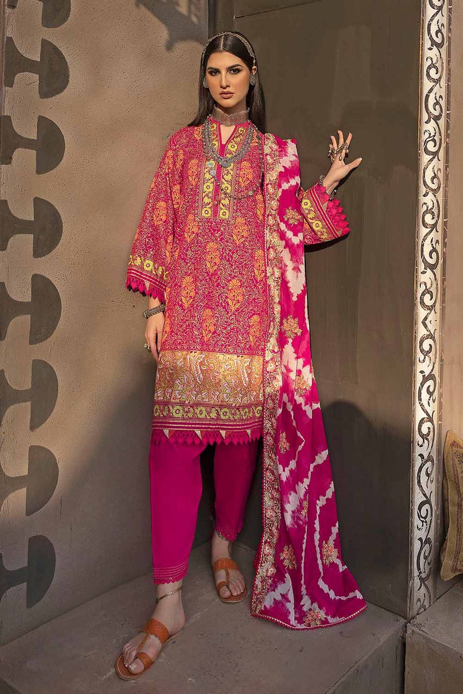 Gul Ahmed Festive Eid Embroidered Lawn Unstitched 3Pc Suit FE-32058