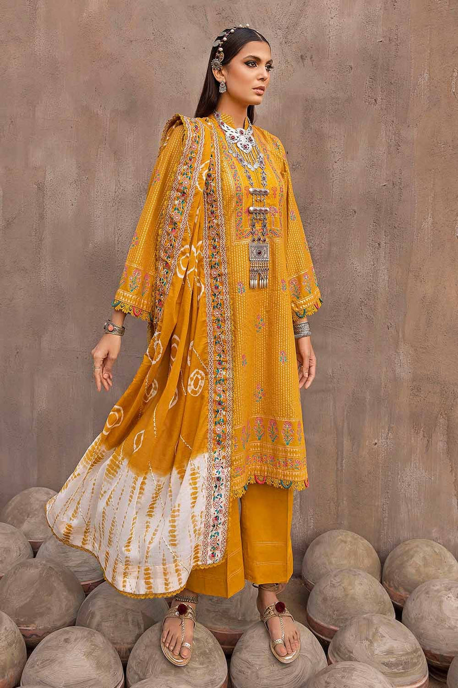 Gul Ahmed Festive Eid Embroidered Lawn Unstitched 3Pc Suit FE-32060