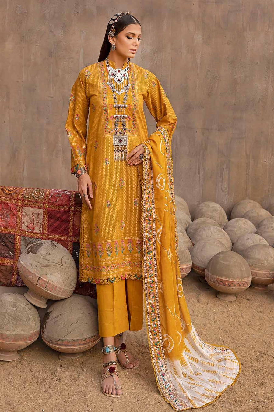 Gul Ahmed Festive Eid Embroidered Lawn Unstitched 3Pc Suit FE-32060
