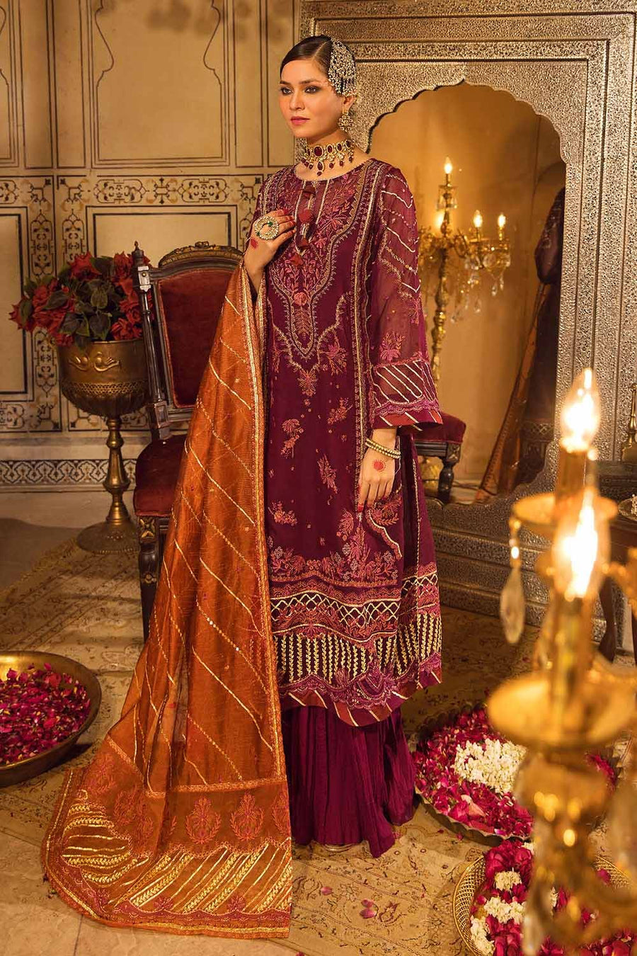 Gul Ahmed Festive Eid Embroidered Net Unstitched 3Pc Suit FE-32080