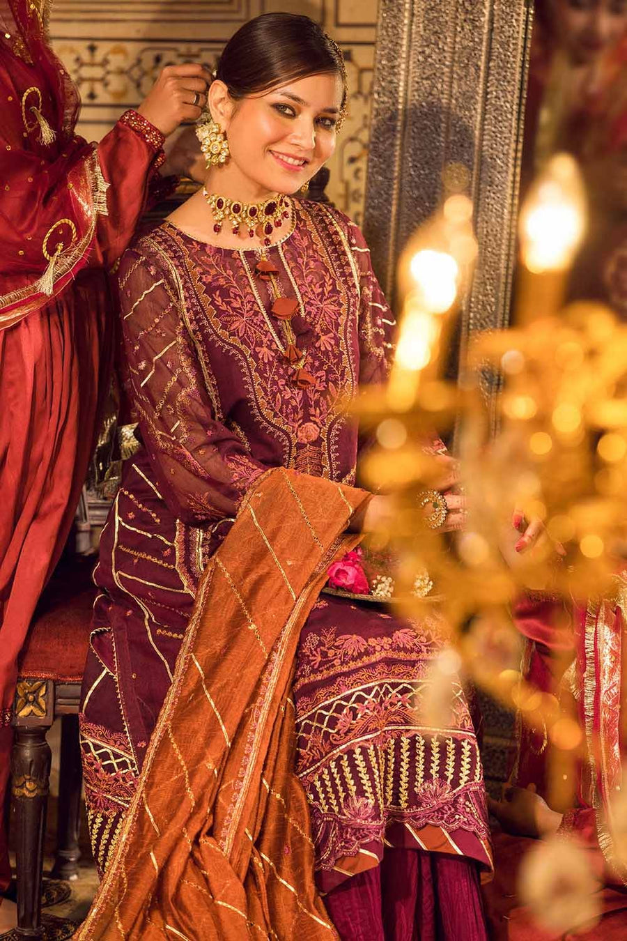 Gul Ahmed Festive Eid Embroidered Net Unstitched 3Pc Suit FE-32080