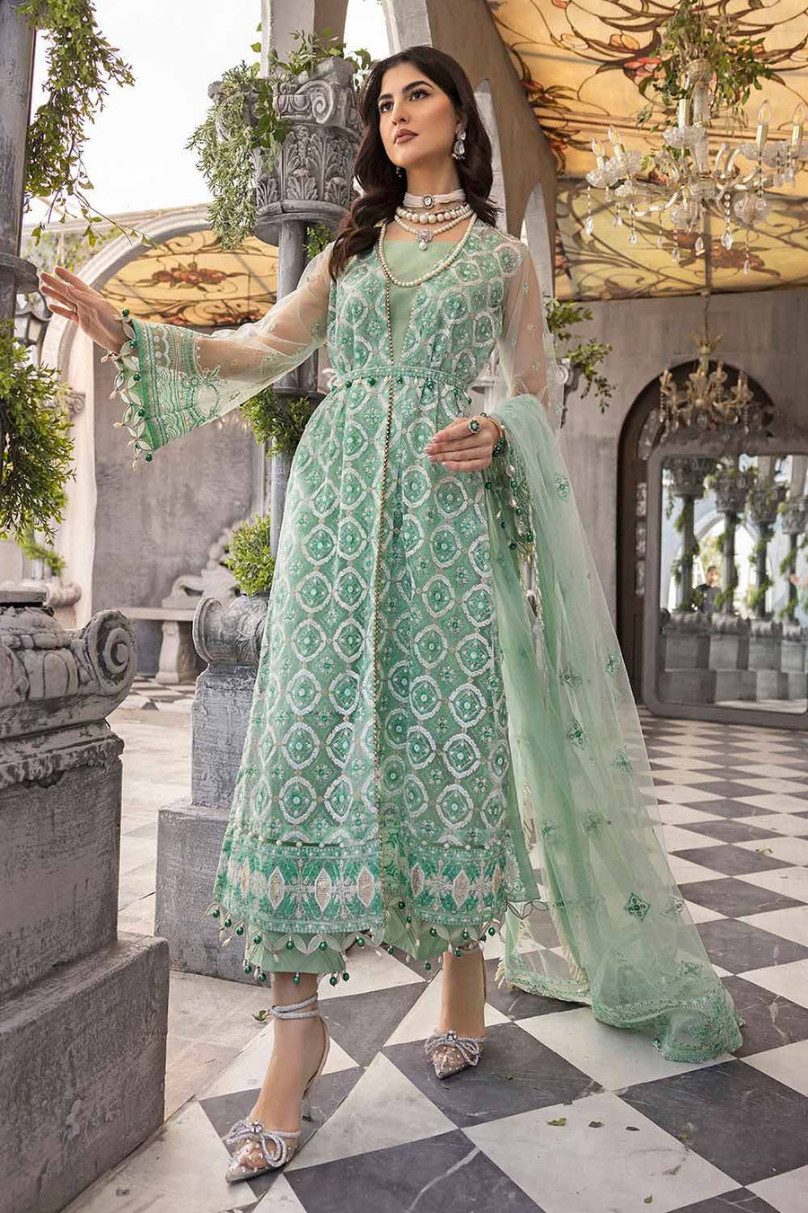 Gul Ahmed Festive Eid Embroidered Net Unstitched 3Pc Suit FE-32081