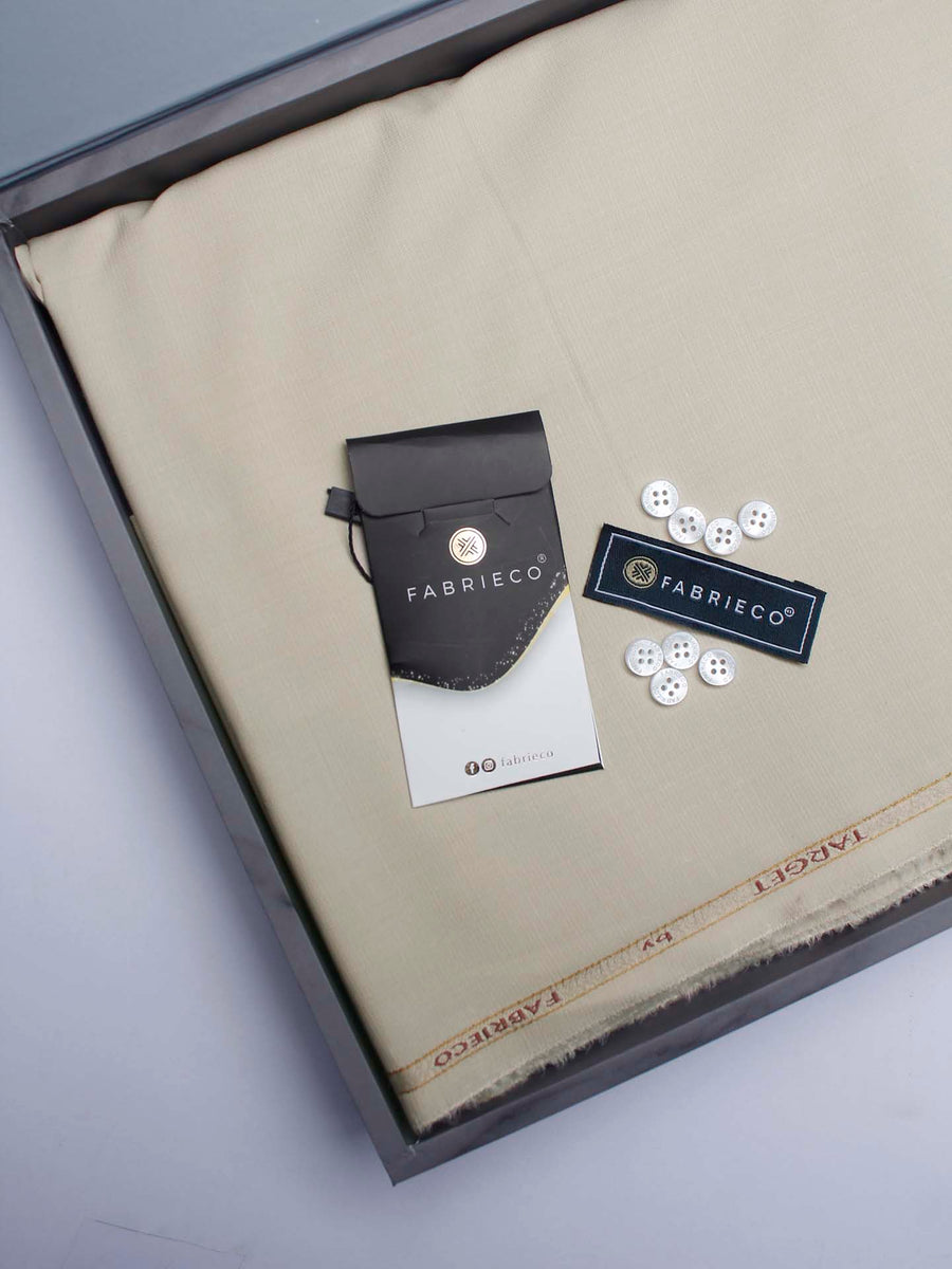 Target textured by Fabrieco Men's Unstitched  Blended Suit for Summer - Fawn