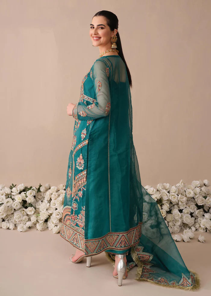 Freesia Premium Noor Jahan Luxury Formals Organza Suit FFD-0090 SALMON