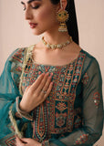 Freesia Premium Noor Jahan Luxury Formals Organza Suit FFD-0090 SALMON