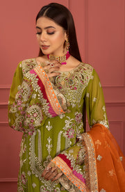 Freesia Premium Mohagney Luxury Chiffon Unstitched Formal Dress - Irum