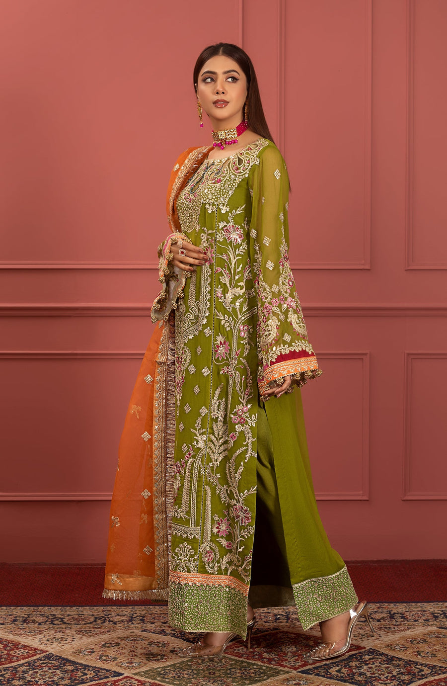 Freesia Premium Mohagney Luxury Chiffon Unstitched Formal Dress - Irum