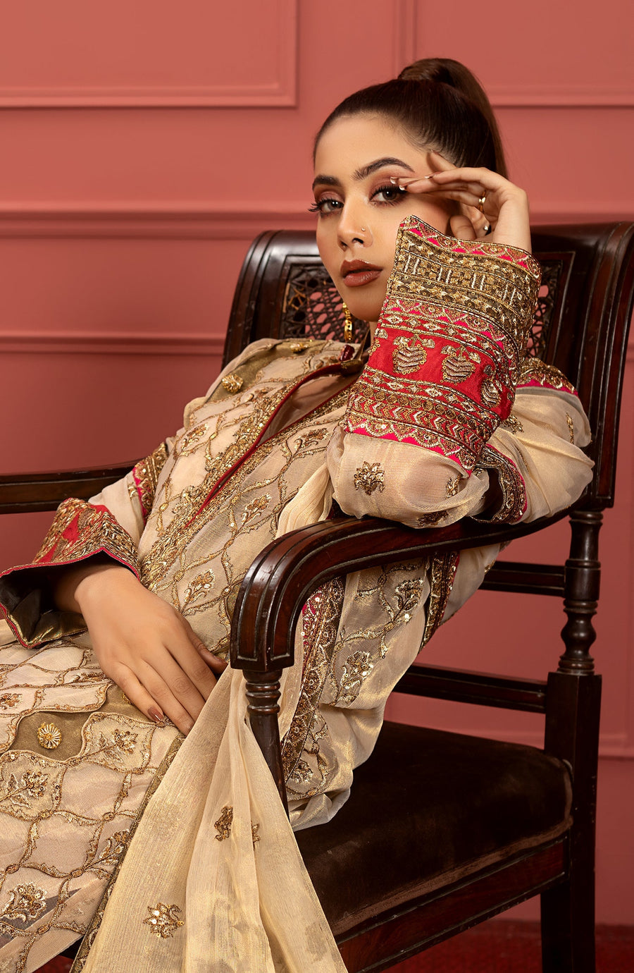 Freesia Premium Mohagney Luxury Masoori Unstitched Formal Dress - Farnaaz