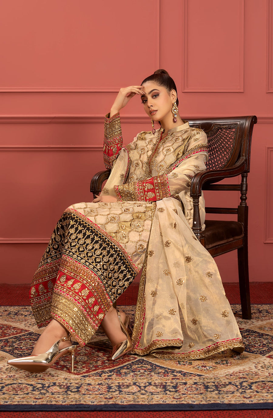 Freesia Premium Mohagney Luxury Masoori Unstitched Formal Dress - Farnaaz