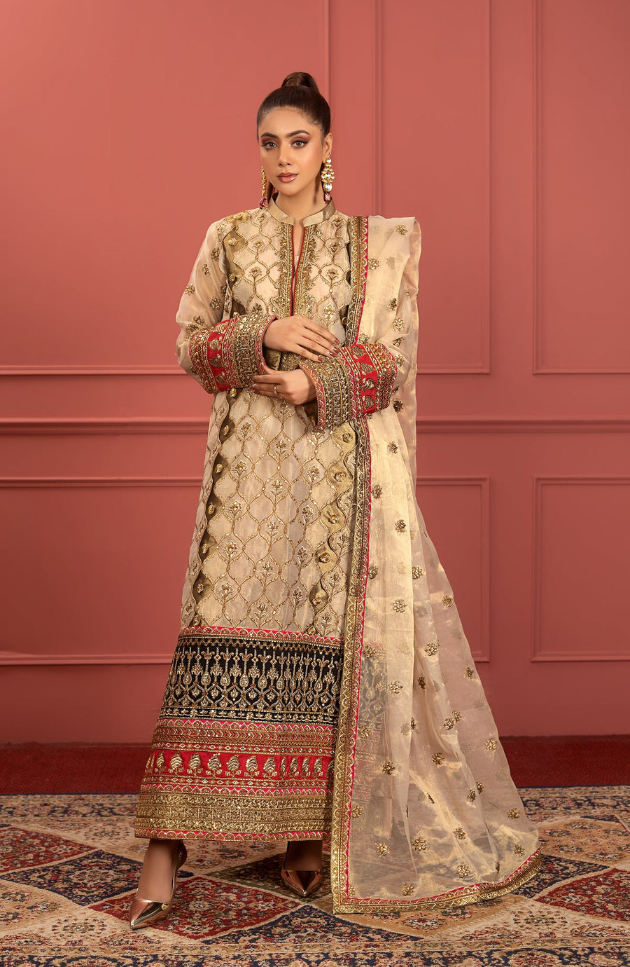 Freesia Premium Mohagney Luxury Masoori Unstitched Formal Dress - Farnaaz
