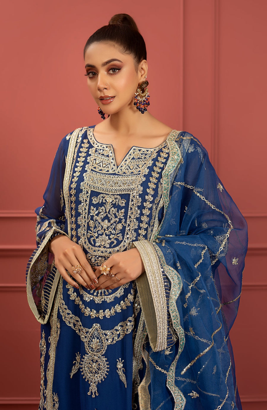 Freesia Premium Mohagney Luxury Chiffon Unstitched Formal Dress - Naazli